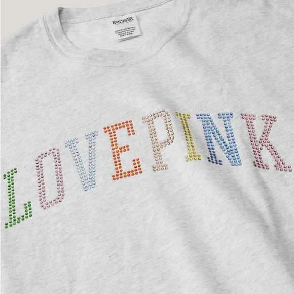 NWT VS Pink - long sleeve campus tee - rainbow sequin - XL - Picture 7 of 7